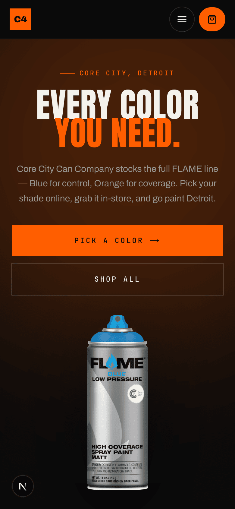 C4 mobile homepage